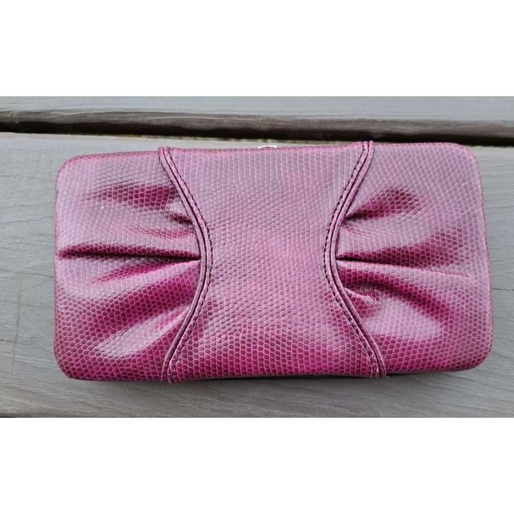 Liz Claiborne‎ Women's Purple Faux Leather Gold Chain Wallet Clutch Evening Bag